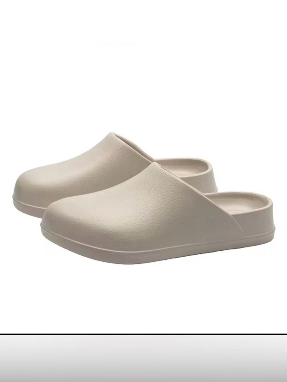 Minimalist Slip-On Clogs in Light Beige. Please see the photo